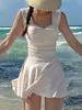 2025 Novo Maiô com Saia Dividida Feminino Cobrindo a Barriga Slim Beach Holiday Hot Spring Maiô Feminino [uma geração de cabelo]]