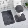 Alfombra de Baño de Lana de Seda Felpudo para Suelo de Baño Juego de Tres Piezas Alfombra Antideslizante Absorbente Baño Color Sólido Felpudo para Suelo de Baño Venta al por Mayor