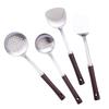 Conjunto de Utensílios de Cozinha em Madeira Maciça e Aço Inoxidável Espátula Grossa Espátula de Cozinha Colher de Sopa Doméstica Escorredor presente atacado