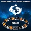 Pulsera de los Doce Constelaciones Más Vendida Transfronteriza Pulsera Explosiva Temu Piedra Natural Piedra Negra Piedra Ojo de Tigre Pulsera de Perlas para Hombre