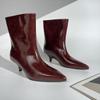 Botas Curtas Estilosas com Salto Gatinho para Panturrilhas Largas Femininas, Novidade Outono 2026 Retrô Aumenta Altura Emagrecimento Botas de Calçar até a Panturrilha Média