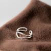 Anillo de Plata Esterlina S925 Ola de Viento Extremo Doble Capa Diseño de Nicho Sentido Línea Irregular Pulsera Dedo Índice R00344