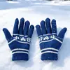 Guantes para estudiantes, tejido jacquard, engrosados para abrigar en otoño e invierno, diseño de cinco dedos, disponibles en varios colores, versátiles para el uso diario, guantes infantiles con dedos separados