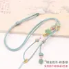 Cordão para Pingente Ruyi Corda de Colar Ágata Esmeralda Trançada à Mão 2mm Corda Lisa Elegante para Pingente Corda para Pescoço Teto de Lótus