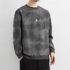 Moletom preto estiloso para homens, outono e inverno, gola redonda, corte solto, padrão jacquard de céu estrelado, quente e grosso, estilo novo, peça de outer wear da moda