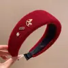 Faixa de Lã Vermelha de Pônei para Ano Novo, com Aba Larga para Mulheres, Acessório de Cabelo de Alta Qualidade e Elegante, Faixa com Coroa Alta para Lavar o Rosto