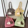 Bolsa de Lona Fofa de Desenho Animado da Moda para Mulheres Nova de Nicho Xadrez Bolsa de Mão para Viagem e Dia a Dia Bolsa de Ombro Único Transversal para Mulheres