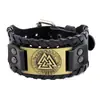 Pulsera de Cuero con Tótem Vikingo Retro Nórdico de Gran Venta Transfronteriza con Símbolo de Odín Joyería para Hombre, Venta al por Mayor de una Pieza