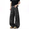 Calça Cargo Camuflada Retro Americana Masculina Verão Estilo de Rua Casual Tendência Unissex Calça de Perna Larga Estampada