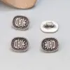 Prata de lei S925 banhada a ouro botão redondo em forma de XI acessórios vintage tinta preta desgastada material para DIY feito à mão com contas
