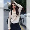 Polo de Punto Hueco Estilo Francés para Mujer, Atuendo de Principios de Otoño con un Estilo Chic de Alta Gama y Único Lazy Old Money, Top con Cuello Camisero