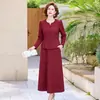 Elegante vestido de manga larga para primavera/otoño para la madre de la novia en banquete de bodas, vestido de dos piezas simulado de alta gama y elegante para mujer