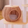 Estrutura de Escalada para Gatos em Madeira Maciça com Imitação de Rattan para Uso Doméstico, Ninho e Árvore para Gatos Integrados que Economizam Espaço, Ninho e Cama para Gatos de PVC, Durável e Resistente ao Desgaste