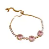 Pulseira quadrada pequena de zircônia para puxar açúcar, luxo leve, alto senso, pulseira simples, moda para o dia a dia, joia com temperamento versátil, atacado