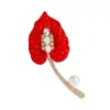 Broche Lirio de Cala Rojo Accesorios de Abrigo de Traje de Moda de Lujo para Mujer Pin de Alta Gama Corsage de Flor de Hoja Roja Ecológico