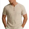 2026 Verano Nuevo Transfronterizo Camiseta de Algodón y Lino de Manga Corta para Hombre Estilo Chino Casual Retro Camiseta de Cuello V Pequeño para Hombre