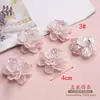 4cm ABS Doble Capa Plástico Pétalos de Flor Dos Tonos Tejidos Broche Flor Grande Accesorio para el Cabello Flor para la Muñeca Decoración de Ropa