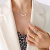 Enigma Novo Estilo Coreano Dongdaemun Colar de Pérolas de Imitação Feminino Moda Minimalista Personalizada Corrente Quadrada Aço Titânio Banhado a Ouro 18K