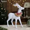 Adornos de Alce Blanco Navideño Lazo Campana Muñeca Navidad Adornos Grandes Decoración de Ventana de Centro Comercial