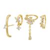 Pendientes de Mariposa y Flor de Zirconia Estilo Europeo y Americano Transfronterizos para Mujer, Clips para Oreja de Moda y Únicos sin Perforación al por Mayor