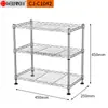 Estante de metal de tres capas Amazon para el hogar Mini pequeño multifuncional para cocina Acabado Cromado Estante de almacenamiento