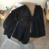 Traje de Otoño e Invierno para Mujer Nuevo Suéter con Capucha Ropa Exterior con Forro Polar Engrosado Suelto Casual Moda Combinable Chaqueta de Dos Piezas