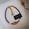 Collar de Cuentas de Lapislázuli Natural Ultra Fino para Mujer, Estilo de Nicho de Lujo Ligero, Gargantilla Cadena para Clavícula Azul Apilable