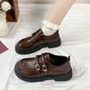 Zapatos Mary Jane de piel estilo británico con tacón grueso y combinables para mujer, primavera 2025, nuevos zapatos con falda, zapatos individuales para mujer