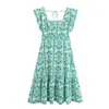 Vestido Nuevo Estilo Étnico Estampado con Volantes Fresco para Mujer Europeo y Americano Fengchun 2024 6420