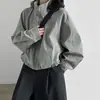 Chaqueta corta coreana Dongdaemun para mujer, con cuello alto, entallada a la cintura y forma de capullo, chaqueta casual y relajada de estilo coreano para otoño