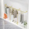Estante de Exhibición Dorado para Tienda de Ropa Estante de Exhibición para Tienda de Ropa de Mujer Perchero de Ropa de Pared Colgante Lateral Sencillo Estantería para Vestidos de Novia Perchero para Ropa de Niños