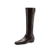 Botas de Moda Coreana Elegantes y Simples Elásticas Adelgazantes 2026 Otoño/Invierno Nuevas Punta Cuadrada Tacón Plano Aumento Oculto Botas de Jinete para Mujer