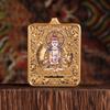 Colgante Thangka Xizang Amuleto de Buda Pintado a Mano para Llevar Samantabhadra Bodhisattva Huang Caishen Guanyin Pequeño Thangka Caja Gawu