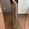 Pantalones retro versátiles de cintura alta y pierna ancha con una caída estructurada, cintura elástica en la espalda y bolsillos grandes para un look casual favorecedor para el trabajo H090910
