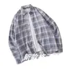 Camisa de Manga Larga para Hombre de Primavera y Otoño de Moda Chaqueta a Cuadros Juvenil Estilo Nuevo Casual Camisa de Estudiante de Moda Temperamento