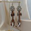 Pendientes Largos con Borlas Tejidas de Plumas Estilo Étnico Retro para Mujer, Pendientes Bohemios de Cuentas de Semillas Huecas de Gama Alta