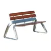 Banco de parque de acero inoxidable, silla de exterior para ocio con respaldo, banco de madera anticorrosión para patio, banco largo doble para exteriores