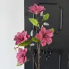 4 flores de magnolia artificiales, flores artificiales de alta gama, decoración del hogar de lujo ligero para sala de estar y decoración de bodas, flores artificiales de comercio exterior
