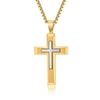 Nuevo Colgante de Cruz Facetada de Dos Tonos de Acero Inoxidable Más Vendido de Amazon para Hombre, Joyería Personalizada Simple de Hip-Hop