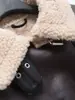 Ropa de abrigo transfronteriza 2026, nuevo estilo callejero europeo y americano para otoño e invierno, chaqueta retro para mujer con cinturón, combinación de piel sintética y cuero, estilo casual