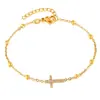 Venta al por mayor del fabricante Pulsera de Acero de Titanio Cruzada Chapada en Oro de 18K para Mujer Cadena Cruzada Clip Pulsera de Bolas Joyería de Moda Popular