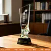 Troféu Pentagrama de Cristal Criativo Personalizado, Lembrança de Prêmio de Funcionário Destaque da Reunião Anual, Exibição de Honra de Medalha de Cristal