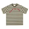Camiseta de Manga Corta Holgada a Rayas Degradadas para Ropa de Guangzhou Estilo Retro Japonés Holgada Primavera Verano Cuello Redondo Pareja Estilo Americano