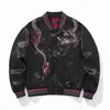 Chaqueta de Dragón Bordada Pesada Estilo Chino para Hombre Chaqueta de Béisbol de Dragón Casual A091