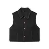 Conjunto Casual Feminino Transfronteiriço: Colete Reta Color-Blocked + Bermuda Longa Plissada com Cinto
