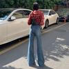 Pantalones vaqueros elásticos de cintura alta estilo americano retro para mujer, estilo coreano, de estilo ajustado, combinables, primavera 2025