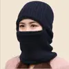 Gorro de Ciclismo de Invierno Cálido de Punto para Hombre con Calentador de Cuello Integrado, Sombrero de Lana de Pico de Pato para Mujer para Protección contra el Frío