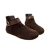 Botines Birkenstock con Hebilla Redonda Retro para Mujer 2026 Nuevos Otoño/Invierno Suela Plana Versátiles Cremallera Lateral Elegantes Botas Martin