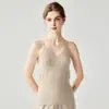 Camisola de punto 100% cachemira pura con cuello en V para mujer, corte ajustado, camiseta base sin mangas, top interior de color liso para otoño e invierno