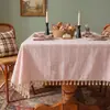 Toalha de mesa estilo Ins para café, à prova d'água e de óleo, toalha de mesa de jantar sem lavagem, toalha de mesa retangular de algodão e linho de cor sólida para mesa de cabeceira